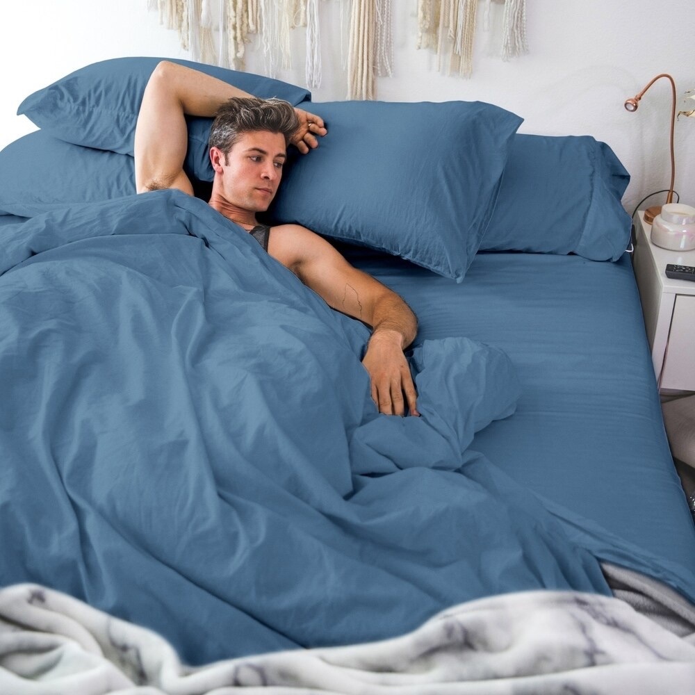 Pillow Guy Classic Cool & Crisp Cotton Percale 400 Thread Count Queen Duvet